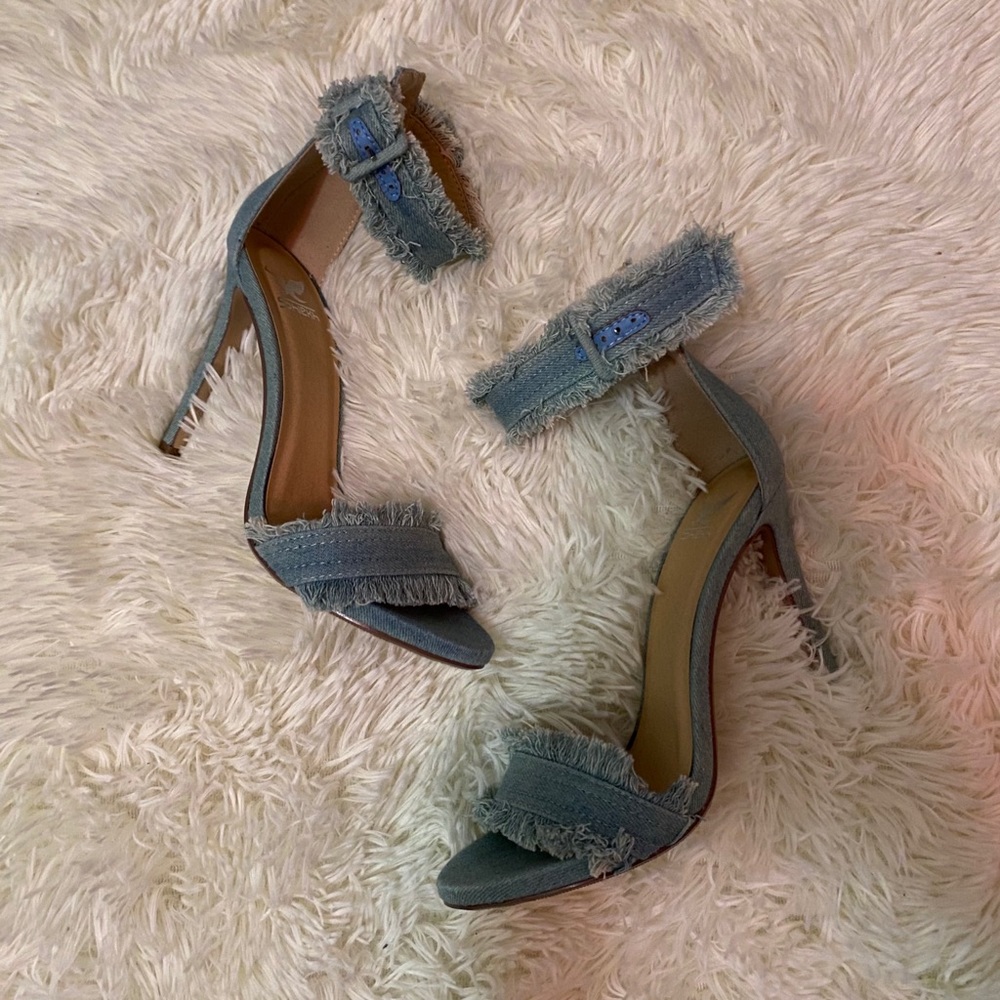 Light Wash Denim Heels
